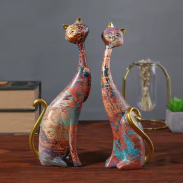 Sculpture titled "The Sphynx Lovers" by Sparvy, Original Artwork, Resin