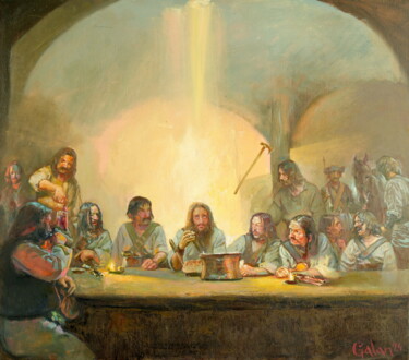 The Sacred Supper Painting titled "The Sacred Supper" by Igor Galan, Original Artwork, Oil Mounted on Wood Stretcher frame