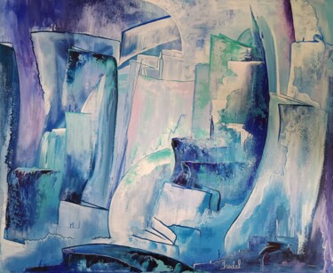 Peinture intitulée "Évolution bleuté" par Isabelle Géraud, Œuvre d'art originale, Acrylique Monté sur Châssis en bois