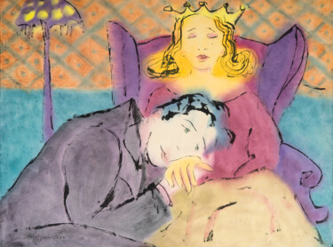 Painting titled "His kingdom in her…" by Marcel Garbi, Original Artwork, Watercolor