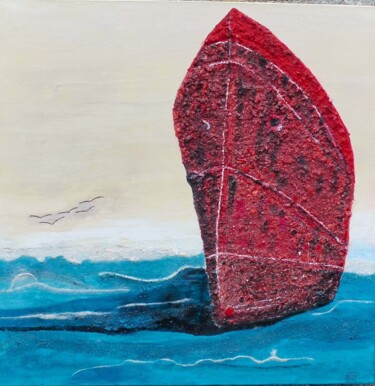 VESTIGE MARIN "VESTIGE MARIN" başlıklı Tablo Marie-Pierre Guyot (Mariep) tarafından, Orijinal sanat, Vitray boyama Ahşap Sedye çerçevesi ü…
