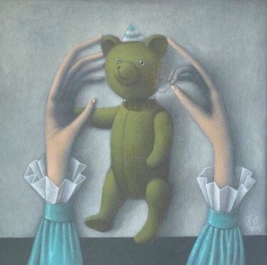 Schilderij getiteld "My First Friend" door Svetlana Rumak, Origineel Kunstwerk, Acryl Gemonteerd op Frame voor houten branca…
