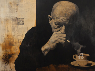 The Last Smoke at the Table Arts numériques intitulée "The Last Smoke at t…" par Suima, Œuvre d'art originale, Image générée par l'IA