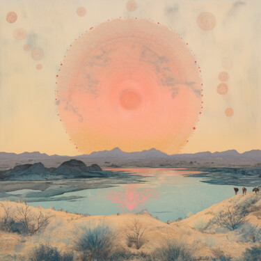 Floating Spheres: Serengeti Tranquility Arts numériques intitulée "Floating Spheres: S…" par Anna Burger, Œuvre d'art originale, Peinture numérique