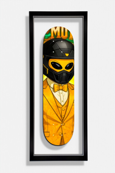 Sculpture intitulée "Skate king Alien X" par Vincent Faudemer, Œuvre d'art originale, Bois Monté sur Châssis en bois