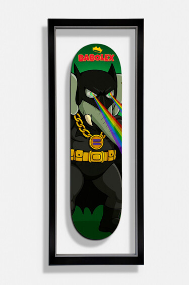 Escultura intitulada "Skate batman" por Vincent Faudemer, Obras de arte originais, Madeira Montado em Armação em madeira