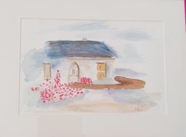 Ζωγραφική με τίτλο "Petite maison aquar…" από Denise Latour, Αυθεντικά έργα τέχνης, Ακουαρέλα