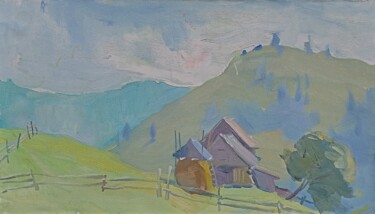 Painting titled "idyll" by Olena Mishyna, Original Artwork, Oil Mounted on Wood Stretcher frame