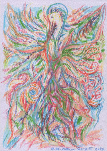 Disegno intitolato "6. Ukraine Bird of…" da Tanya Dolya, Opera d'arte originale, Pastello