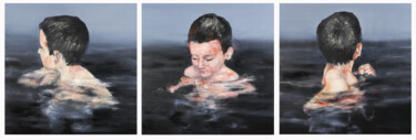 Le bain de Narcisse Schilderij getiteld "Le bain de Narcisse" door Wilfrid Moizan, Origineel Kunstwerk, Olie Gemonteerd op Frame voor houten bra…