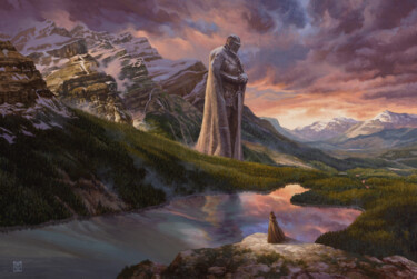 Painting titled "Mausoleum" by Christophe Vacher, Original Artwork, Oil Mounted on Wood Stretcher frame