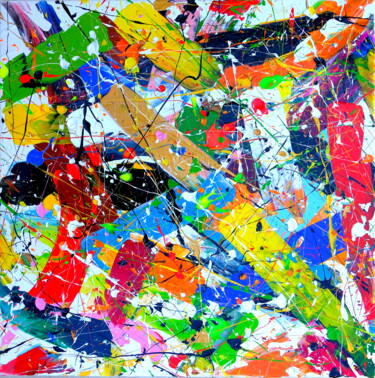 Painting titled "sans titre 32" by Demos, Original Artwork, Acrylic Mounted on Wood Stretcher frame