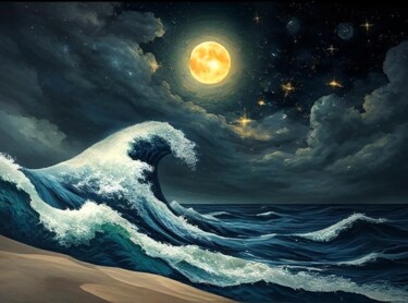 Le chant de la mer Arte digitale intitolato "Le chant de la mer" da Valérie C, Opera d'arte originale, Pittura digitale
