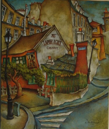 Кафе "Прыткий кролик" (Париж) Painting titled "Кафе "Прыткий кроли…" by Svetlana Sokolova, Original Artwork, Oil