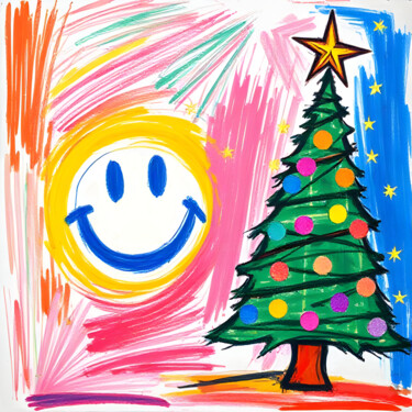 Treemendous Smiley Printmaking titled "Treemendous Smiley" by Ivy Blue, Original Artwork, Digital Print
