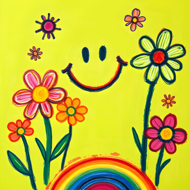 Smiley Bloomland Εκτυπώσεις & Χαρακτικά με τίτλο "Smiley Bloomland" από Ivy Blue, Αυθεντικά έργα τέχνης, Ψηφιακή εκτύπωση