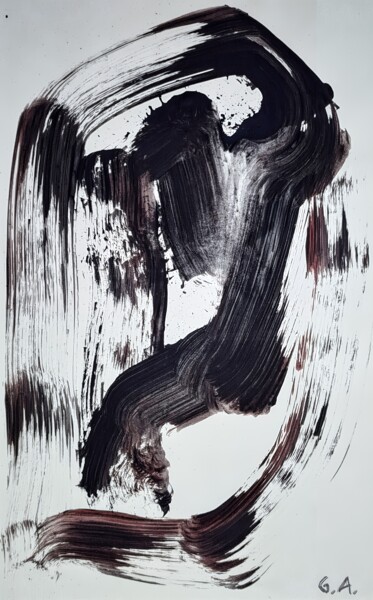 Kokoro : Essence de l'Âme – Calligraphie Contemporaine Shodo "Kokoro : Essence de…" başlıklı Dijital Sanat Gaboriau Gérald tarafından, Orijinal sanat, Mürekkep