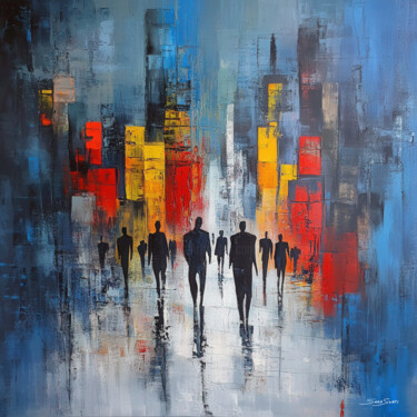 "Sea of Lights" başlıklı Dijital Sanat Sara Swati tarafından, Orijinal sanat, AI tarafından oluşturulan görüntü Ahşap Sedye…
