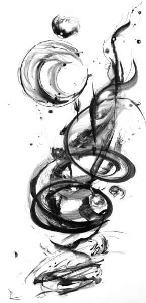 Schilderij getiteld "chant d'amour pour…" door Patricia Blondel, Origineel Kunstwerk, Inkt Gemonteerd op Frame voor houten b…