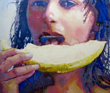 Pittura intitolato "Melon" da Anatoly Varvarov, Opera d'arte originale, Olio Montato su Telaio per barella in legno