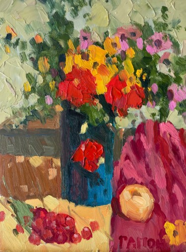 绘画 标题为“Bouquet of flowers” 由Igor Gapon, 原创艺术品, 油 安装在木板上