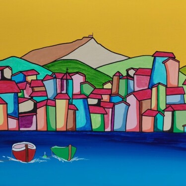 La Rhune au sommet Pittura intitolato "La Rhune au sommet" da Didier Dordeins, Opera d'arte originale, Acrilico Montato su Telaio per barella…