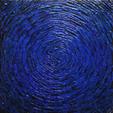 Éclat concentrique bleu sombre. 绘画 标题为“Éclat concentrique…” 由Jonathan Pradillon, 原创艺术品, 丙烯 安装在木质担架架上
