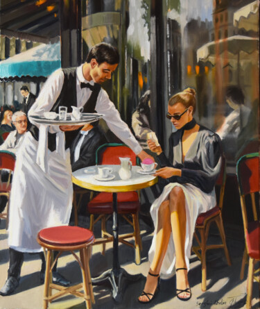 "Your order, please!" başlıklı Tablo Serghei Ghetiu tarafından, Orijinal sanat, Petrol Ahşap Sedye çerçevesi üzerine monte e…