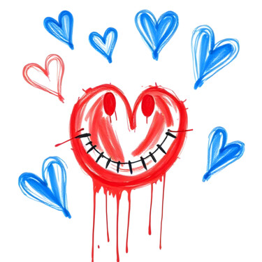 Prenten & gravures getiteld "A Smile Between Red…" door Ivy Blue, Origineel Kunstwerk, Digitale afdruk
