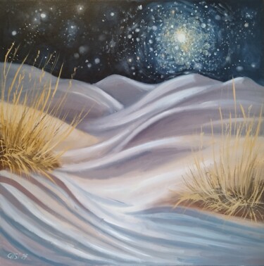 Moonlit Dunes. Summer Night Landscape Pittura intitolato "Moonlit Dunes. Summ…" da Larisa Sidorova (Alsi), Opera d'arte originale, Olio Montato su Telaio per bare…