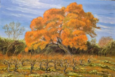 Pittura intitolato "L érable de Montpel…" da Geneviève Baud Caizergues, Opera d'arte originale, Olio Montato su Telaio per b…