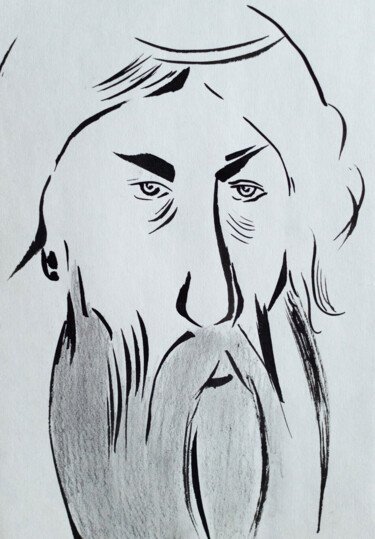 Drawing titled "elder" by Pavel Minchenia, Original Artwork, Ink