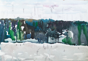 Pintura intitulada "favourite city" por Pavel Minchenia, Obras de arte originais, Aquarela