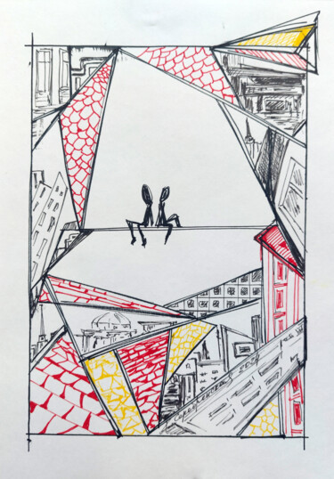 Cities and Their Observers. Episode 6 Tekening getiteld "Cities and Their Ob…" door Katerina Serebryanskaya, Origineel Kunstwerk, Inkt