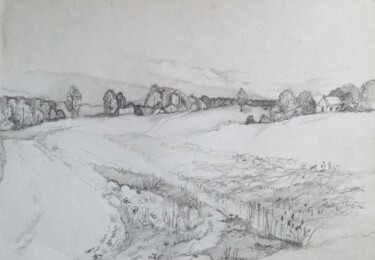 Dibujo titulada "my village" por Pavel Minchenia, Obra de arte original, Lápiz