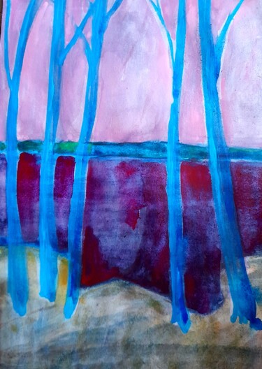 绘画 标题为“Blue trees” 由Alexey Zhucovsky, 原创艺术品, 水彩