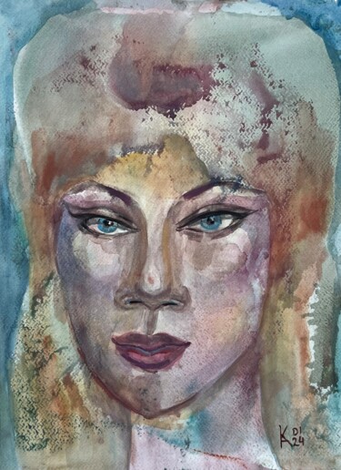 A woman close to love Pittura intitolato "A woman close to lo…" da Katerina Anchugova, Opera d'arte originale, Acquarello