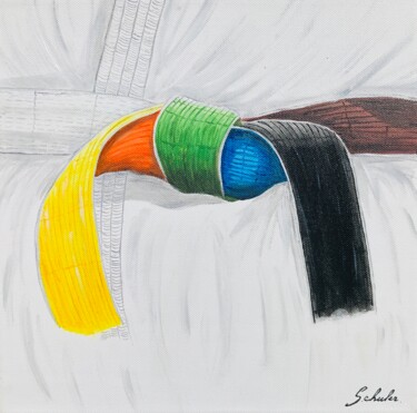 ceinture grade de judo aikido, karaté ou autre Painting titled "ceinture grade de j…" by Valérie Schuler, Original Artwork, Acrylic Mounted on Wood Stretcher frame