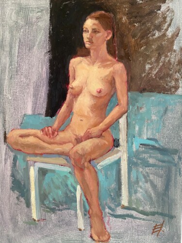 绘画 标题为“Seated Nude” 由Elena Bulatova, 原创艺术品, 油