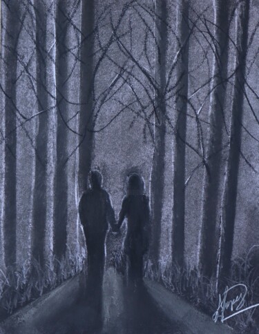 Tekening getiteld "Beyond life" door Alicia Lopez, Origineel Kunstwerk, Houtskool