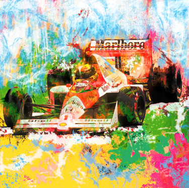 pop art street art Peinture numérique-ayrton senna Arts numériques intitulée "pop art street art…" par Yank, Œuvre d'art originale, Collage numérique Monté sur Châssis en bois