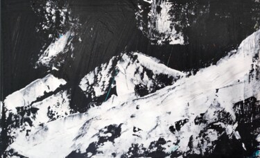 Black and White Mountain Painting 绘画 标题为“Black and White Mou…” 由Iren Troi, 原创艺术品, 丙烯 安装在木质担架架上