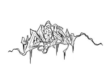 数字艺术 标题为“Moek one Blacklines1” 由Mick Paulat, 原创艺术品, 数字油画
