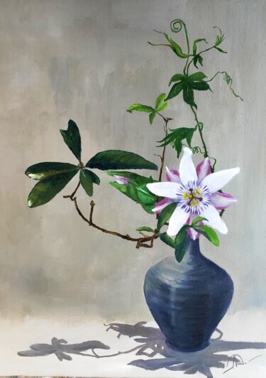 제목이 "Ikebana avec passif…"인 미술작품 Lidia Marinova로, 원작, 기름 나무 들것 프레임에 장착됨