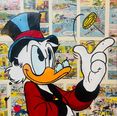 Pittura intitolato "Uncle Scrooge & The…" da Simone De Rosa, Opera d'arte originale, Acrilico Montato su Pannello di legno