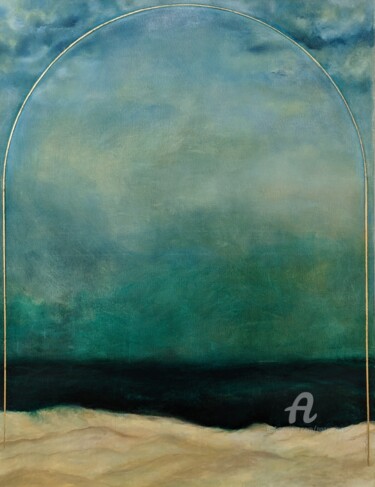 Schilderij getiteld "Arche Céleste" door Anna Perjan, Origineel Kunstwerk, Olie Gemonteerd op Frame voor houten brancard