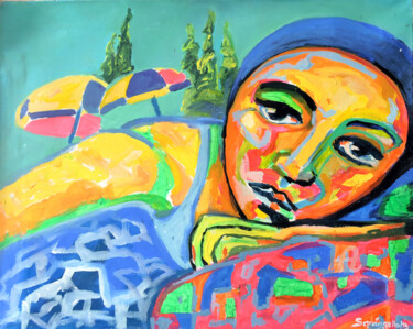 Schilderij getiteld "Homenage to Picasso" door Sara Raquel Sarangello, Origineel Kunstwerk, Olie