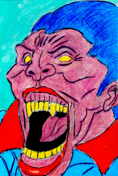 Pittura intitolato "Le vampire" da José Espiguinha, Opera d'arte originale, Gouache