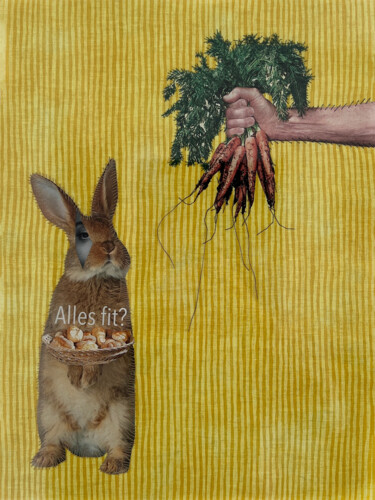Rabfit. Series "Stitched gendertypes" Collages intitulée "Rabfit. Series "Sti…" par Lena Ash, Œuvre d'art originale, Collages Monté sur Carton
