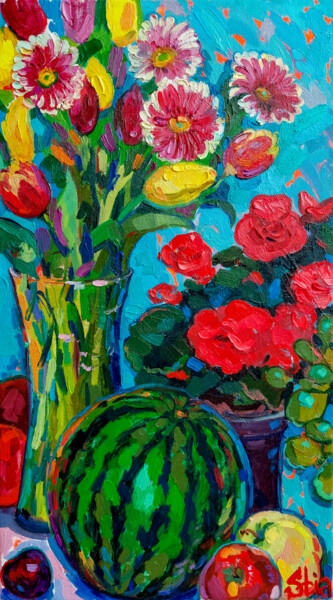 Burst of Colors "Burst of Colors" başlıklı Tablo Anastasiia Kurkova tarafından, Orijinal sanat, Petrol Ahşap Sedye çerçevesi üzerine monte e…
